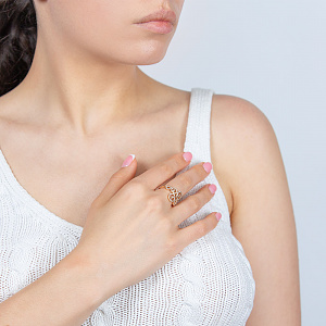 Золота каблучка з діамантами (1б_к-207) фотографія