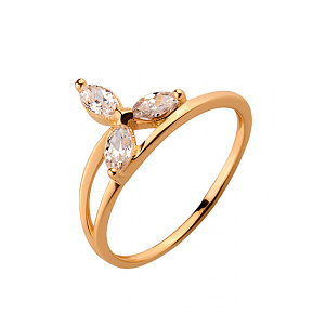 Золотое кольцо с цирконием куб. (01-19076500) фотография