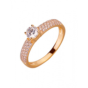 Золотое кольцо с цирконием куб. (01-200104700) фотография