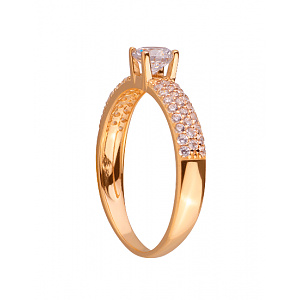 Золотое кольцо с цирконием куб. (01-200104700) фотография