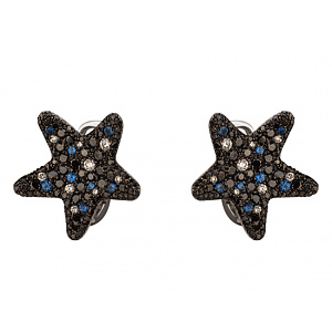 Золотые серьги с бриллиантами  и  корундами (01-200264700) фотография