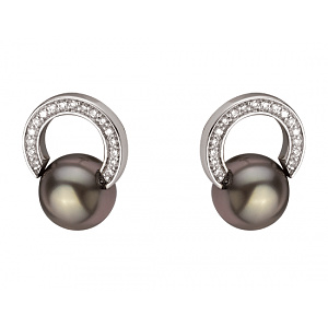 Золотые серьги с бриллиантами  и  жемчугом (01-200443800) фотография