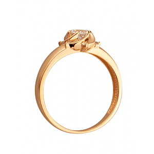 Золотое кольцо с цирконием куб. (01-200526600) фотография