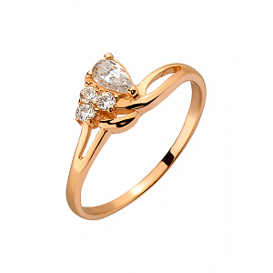 Золотое кольцо с цирконием куб. (01-200535100) фотография