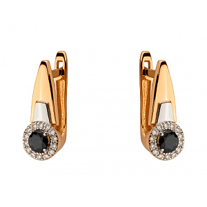 Золоті сережки з діамантами  та  корундами (01-200547200) фотографія