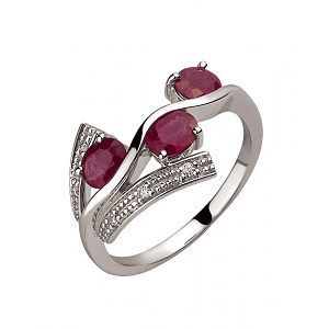 Золота каблучка з діамантами  та  корундами (01-200633400) фотографія