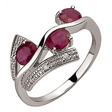 Золота каблучка з діамантами  та  корундами (01-200633400)