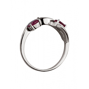 Золота каблучка з діамантами  та  корундами (01-200633400) фотографія