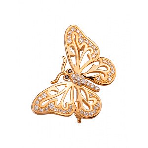 Золота брошка з фіанітами  та  цирконіями (1б_бр-019) фотографія