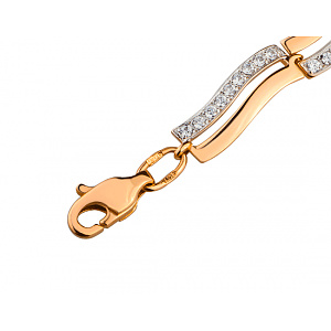 Золотой браслет с цирконием куб. (01-19094301) фотография