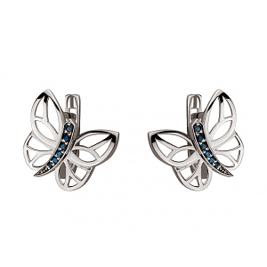 Золотые серьги с цирконием куб. (01-19177301) фотография