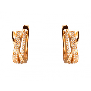 Золотые серьги с цирконием куб. (01-19284101) фотография