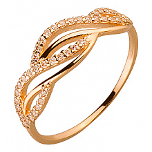 Золотое кольцо с цирконием куб. (01-19326401)