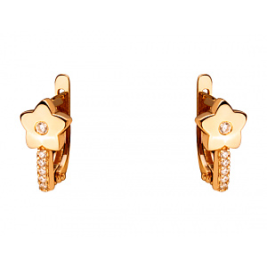 Золотые серьги с цирконием куб. (01-200182701) фотография