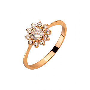 Золотое кольцо с цирконием куб. (01-200358801) фотография