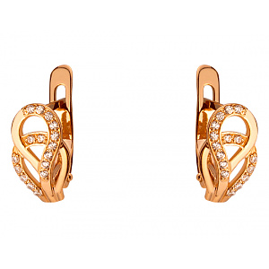 Золотые серьги с цирконием куб. (01-200364901) фотография