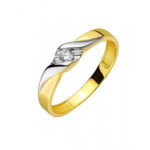 Золотое кольцо с цирконием куб. (01-200413901) фотография