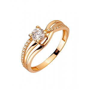 Золотое кольцо с цирконием куб. (01-200452901) фотография