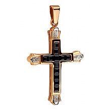 Золотий хрестик з діамантами  та  корундами (01-200603001)