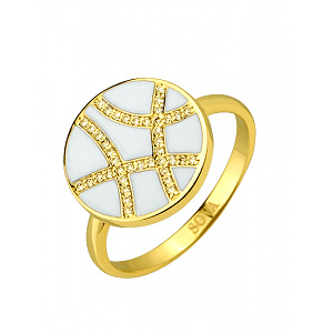 Золота каблучка з діамантами  та  емаль (01-200785601) фотографія