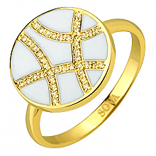 Золота каблучка з діамантами  та  емаль (01-200785601)