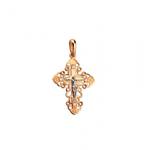 Золотий хрестик з фіанітами (кубічним цирконієм) (4б_п-248) фотографія