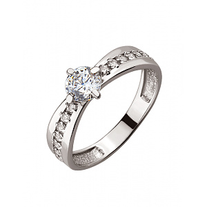 Золотое кольцо с цирконием куб. (01-19017402) фотография