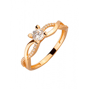 Золотое кольцо с цирконием куб. (01-200020602) фотография