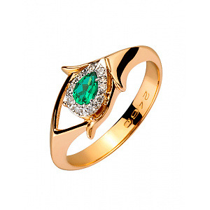 Золота каблучка з діамантами (01-200388302) фотографія