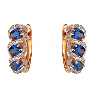 Золотые серьги с цирконием куб. (01-200428702) фотография