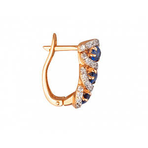 Золотые серьги с цирконием куб. (01-200428702) фотография