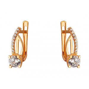 Золотые серьги с цирконием куб. (01-200466002) фотография