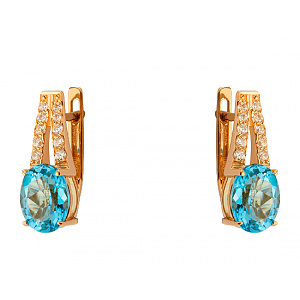 Золоті сережки з топазами  та  цирконієм куб. (01-200530702) фотографія