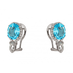 Золоті сережки з діамантами  та  топазами (01-200740202) фотографія