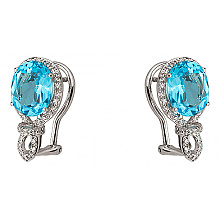 Золоті сережки з діамантами  та  топазами (01-200740202)