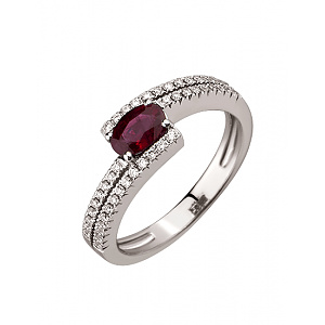 Золотое кольцо с бриллиантами  и  корундом (01-200785602) фотография