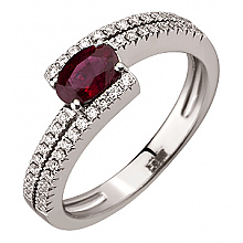 Золотое кольцо с бриллиантами  и  корундом (01-200785602)