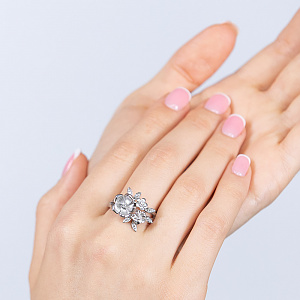 Золота каблучка з діамантами (2б_к-072) фотографія