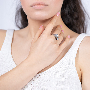 Золота каблучка з діамантами (2б_к-072) фотографія