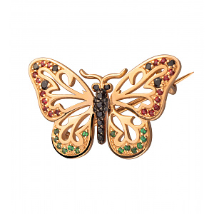 Золотая брошь с топазами  и  шпинелью (10б_бр-019) фотография