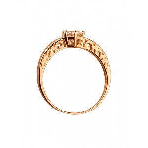 Золотое кольцо с цирконием куб. (01-19043203) фотография