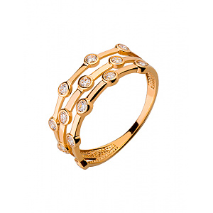 Золотое кольцо с цирконием куб. (01-19119003) фотография