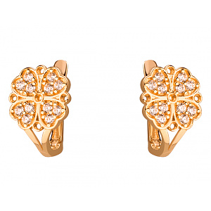 Золотые серьги с цирконием куб. (01-19279003) фотография