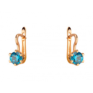 Золоті сережки з цирконієм куб. (01-200104703) фотографія