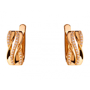 Золотые серьги с цирконием куб. (01-200323803) фотография