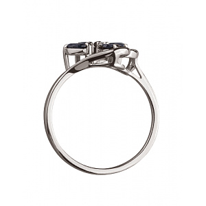 Золота каблучка з діамантами  та  корундами (01-200336403) фотографія