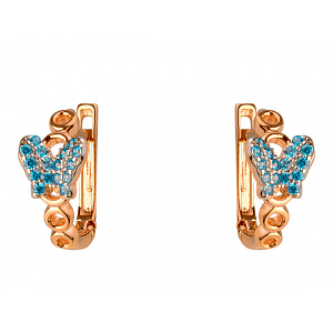 Золотые серьги с цирконием куб. (01-200364903) фотография