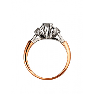 Золота каблучка з діамантами (01-200465903) фотографія