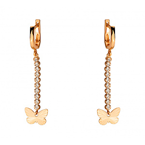 Золоті сережки з цирконієм куб. (01-200526603) фотографія