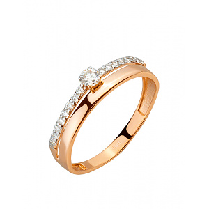 Золота каблучка з діамантами (01-200785603) фотографія